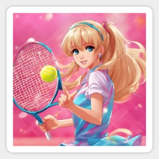 Blonde anime girl playing tennis Magnet